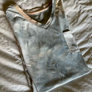 Zyia Women’s Active Hendrix Dusk Go To Pocket Blue & Orange Tie-dye Tee